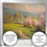 Tuscan Countryside Pink Blossom Trees Rural Village Landscape Canvas Wall Art Print Decor Picture Ready to Hang
