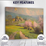 Tuscan Countryside Pink Blossom Trees Rural Village Landscape Canvas Wall Art Print Decor Picture Ready to Hang