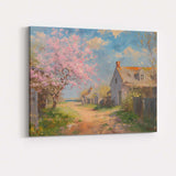 Spring Blossom Coastal Village Country Lane Impressionist Canvas Wall Art Print Decor Picture Ready to Hang