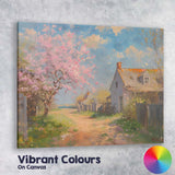 Spring Blossom Coastal Village Country Lane Impressionist Canvas Wall Art Print Decor Picture Ready to Hang
