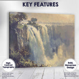 Majestic Misty Waterfall Dramatic Nature Landscape Impressionist Canvas Wall Art Print Decor Picture Ready to Hang