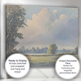 Soft Watercolour Countryside Meadow Cloudy Sky Landscape Canvas Wall Art Print Decor Picture Ready to Hang