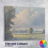 Soft Watercolour Countryside Meadow Cloudy Sky Landscape Canvas Wall Art Print Decor Picture Ready to Hang