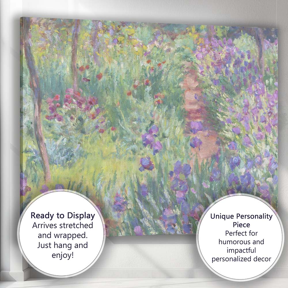 Impressionist Purple Wildflower Garden Woodland Path Landscape Canvas Wall Art Print Decor Picture Ready to Hang