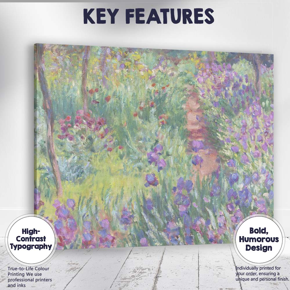 Impressionist Purple Wildflower Garden Woodland Path Landscape Canvas Wall Art Print Decor Picture Ready to Hang