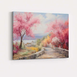 Dreamy Pink Blossom Tree Country Lane Spring Landscape Canvas Wall Art Print Decor Picture Ready to Hang