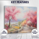 Dreamy Pink Blossom Tree Country Lane Spring Landscape Canvas Wall Art Print Decor Picture Ready to Hang