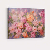 Romantic Blush Pink Rose Garden Impressionist Floral Canvas Wall Art Print Decor Picture Ready to Hang