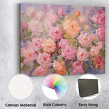 Romantic Blush Pink Rose Garden Impressionist Floral Canvas Wall Art Print Decor Picture Ready to Hang