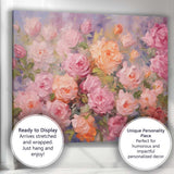 Romantic Blush Pink Rose Garden Impressionist Floral Canvas Wall Art Print Decor Picture Ready to Hang