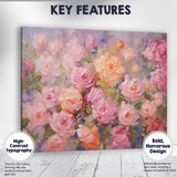 Romantic Blush Pink Rose Garden Impressionist Floral Canvas Wall Art Print Decor Picture Ready to Hang