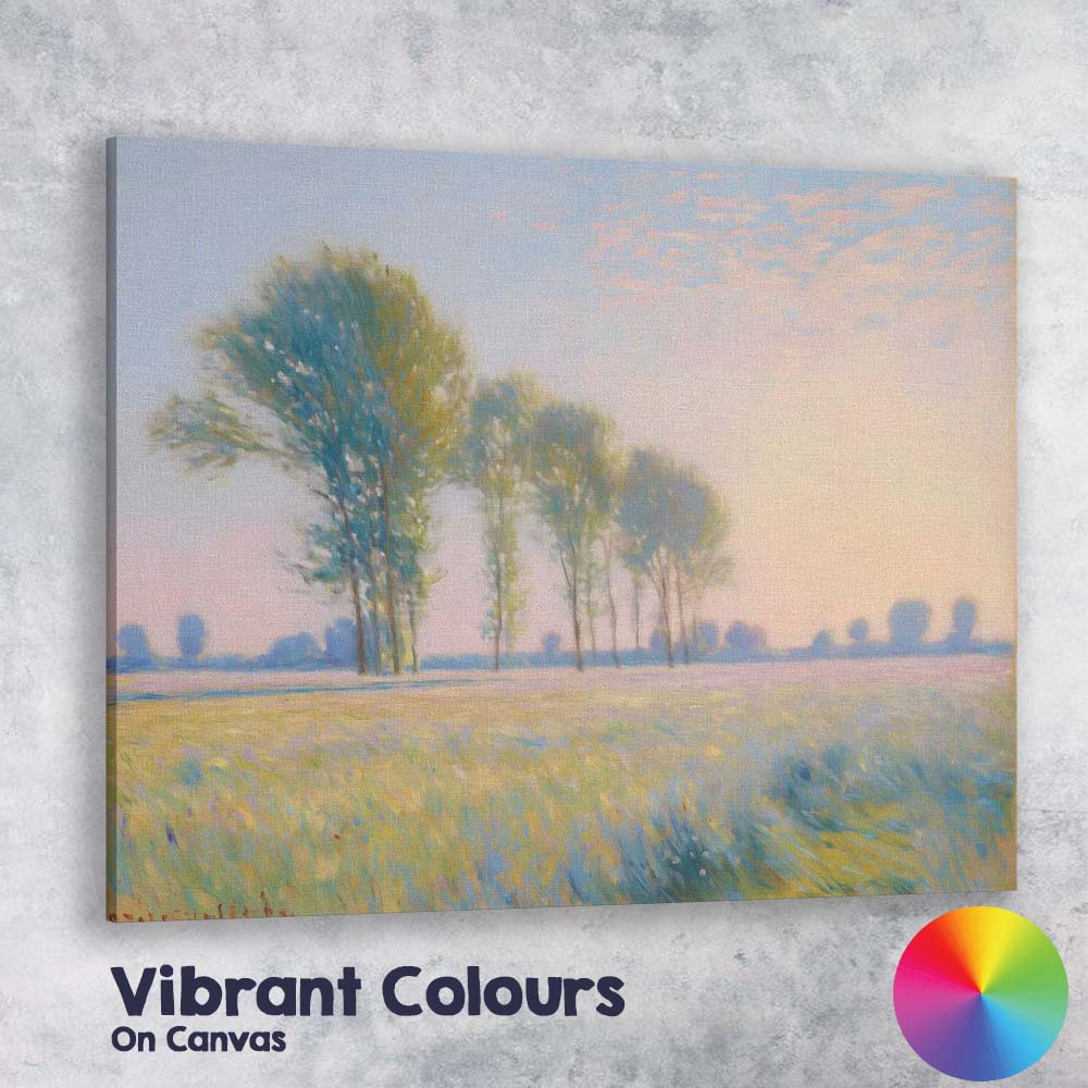 Dreamy Pastel Sunrise Meadow Trees Landscape Canvas Wall Art Print Decor Picture Ready to Hang