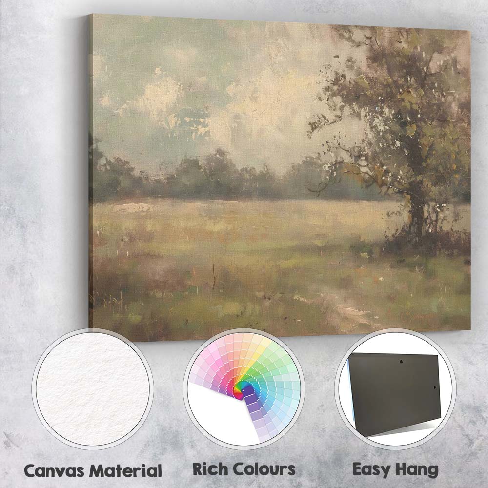 Atmospheric Woodland Lake Misty Nature Landscape Canvas Wall Art Print Decor Picture Ready to Hang