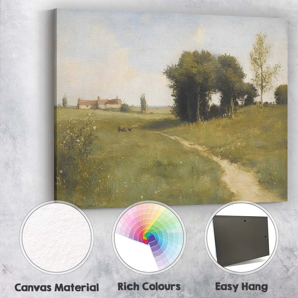 Traditional English Countryside Country Lane Rural Landscape Canvas Wall Art Print Decor Picture Ready to Hang