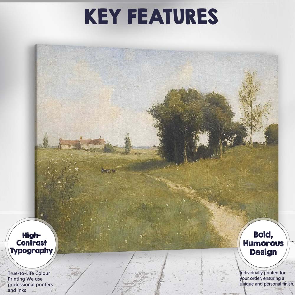 Traditional English Countryside Country Lane Rural Landscape Canvas Wall Art Print Decor Picture Ready to Hang