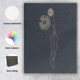 Gold Dandelion Line Art On Charcoal Canvas Wall Art Print Decor Picture Ready to Hang