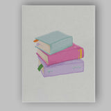 Pastel Stacked Books Watercolour Illustration Canvas Wall Art Print Decor Picture Ready to Hang