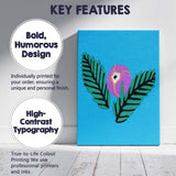 Blue Tropical Leaf And Purple Flower Canvas Wall Art Print Decor Picture Ready to Hang
