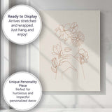 Beige Woman Floral Face Line Art Canvas Wall Art Print Decor Picture Ready to Hang