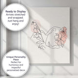 Blush Floral Woman Hands Line Art Canvas Wall Art Print Decor Picture Ready to Hang