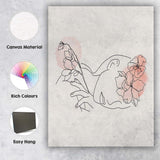 Blush Floral Woman Hands Line Art Canvas Wall Art Print Decor Picture Ready to Hang