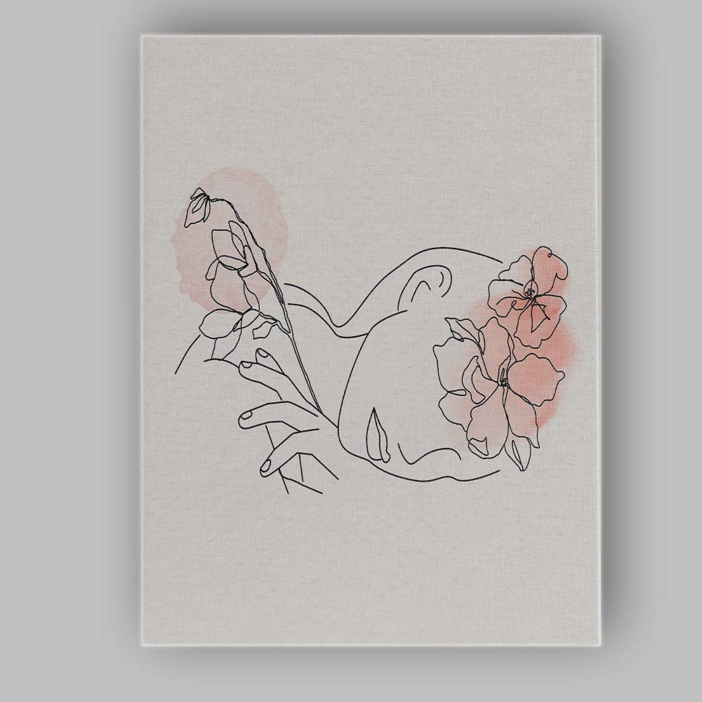 Blush Floral Woman Hands Line Art Canvas Wall Art Print Decor Picture Ready to Hang