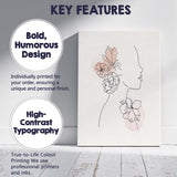 Woman Holding Flowers Minimal Line Art Canvas Wall Art Print Decor Picture Ready to Hang