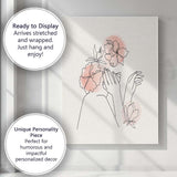 Side Face Floral Woman Line Art Canvas Wall Art Print Decor Picture Ready to Hang