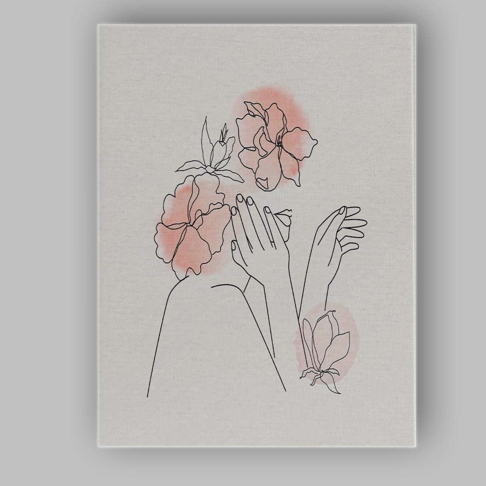 Side Face Floral Woman Line Art Canvas Wall Art Print Decor Picture Ready to Hang