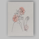 Side Face Floral Woman Line Art Canvas Wall Art Print Decor Picture Ready to Hang