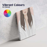 Dark Hair Woman Minimal Portrait Illustration Canvas Wall Art Print Decor Picture Ready to Hang