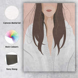 Dark Hair Woman Minimal Portrait Illustration Canvas Wall Art Print Decor Picture Ready to Hang