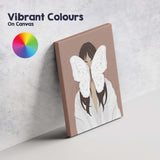 White Butterfly Woman Portrait Illustration Canvas Wall Art Print Decor Picture Ready to Hang