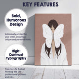 White Butterfly Woman Portrait Illustration Canvas Wall Art Print Decor Picture Ready to Hang