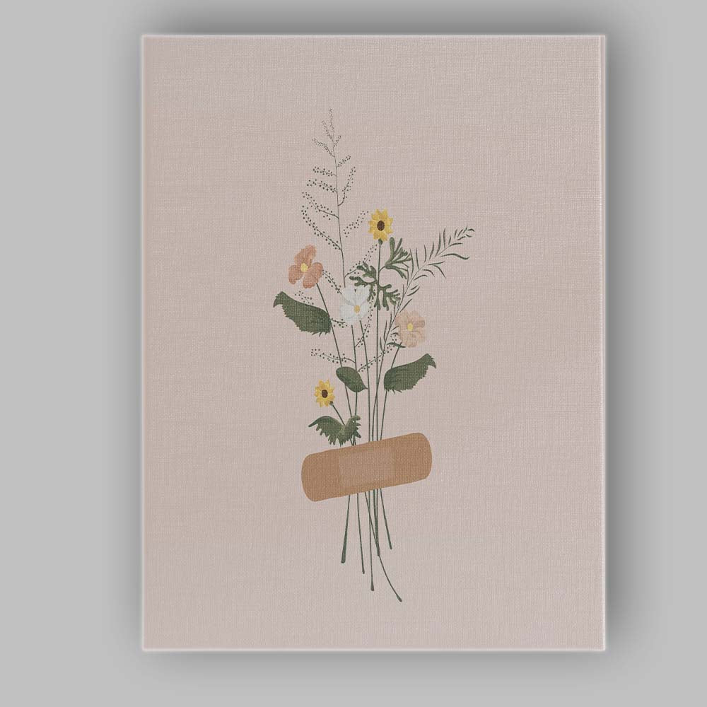 Pastel Wildflower Bouquet Plaster Illustration Canvas Wall Art Print Decor Picture Ready to Hang