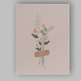 Pastel Wildflower Bouquet Plaster Illustration Canvas Wall Art Print Decor Picture Ready to Hang