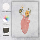 Pink Anatomical Heart Floral Illustration Canvas Wall Art Print Decor Picture Ready to Hang