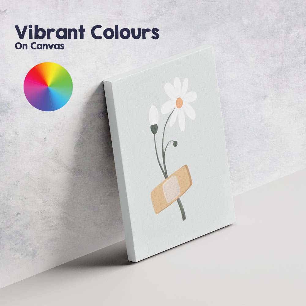 Bandaged Daisy Flower Minimal Illustration Canvas Wall Art Print Decor Picture Ready to Hang