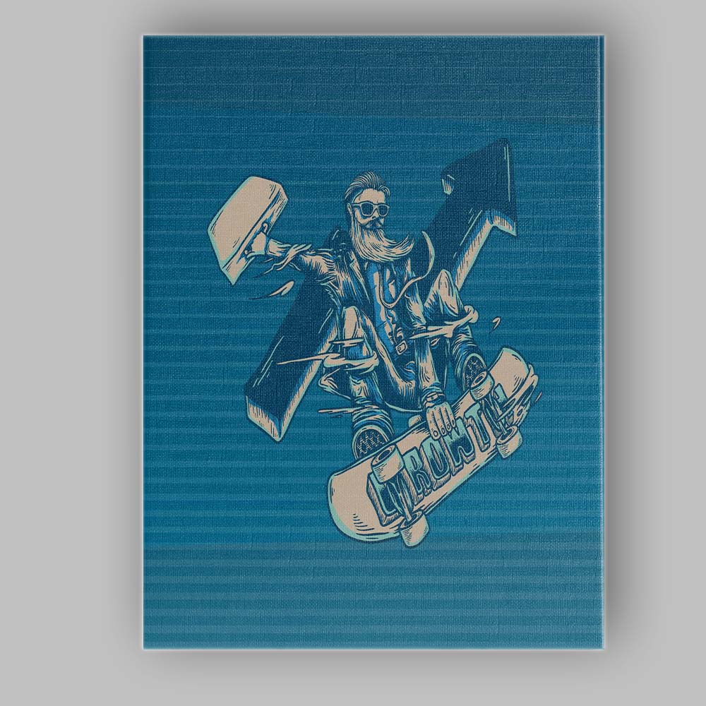 Retro Skateboard Rider Graphic Illustration Canvas Wall Art Print Decor Picture Ready to Hang