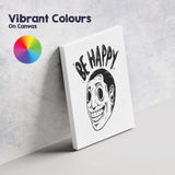 Be Happy Smiling Face Illustration Canvas Wall Art Print Decor Picture Ready to Hang