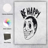 Be Happy Smiling Face Illustration Canvas Wall Art Print Decor Picture Ready to Hang