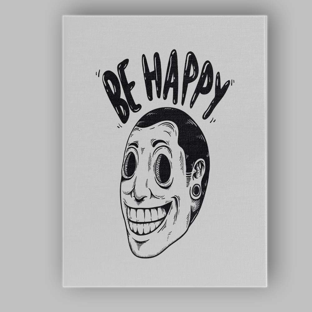 Be Happy Smiling Face Illustration Canvas Wall Art Print Decor Picture Ready to Hang