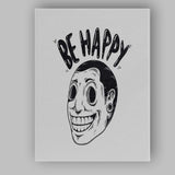 Be Happy Smiling Face Illustration Canvas Wall Art Print Decor Picture Ready to Hang