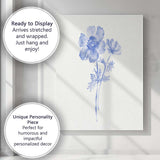 Blue Watercolour Wildflower Illustration Canvas Wall Art Print Decor Picture Ready to Hang