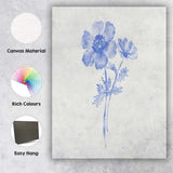 Blue Watercolour Wildflower Illustration Canvas Wall Art Print Decor Picture Ready to Hang