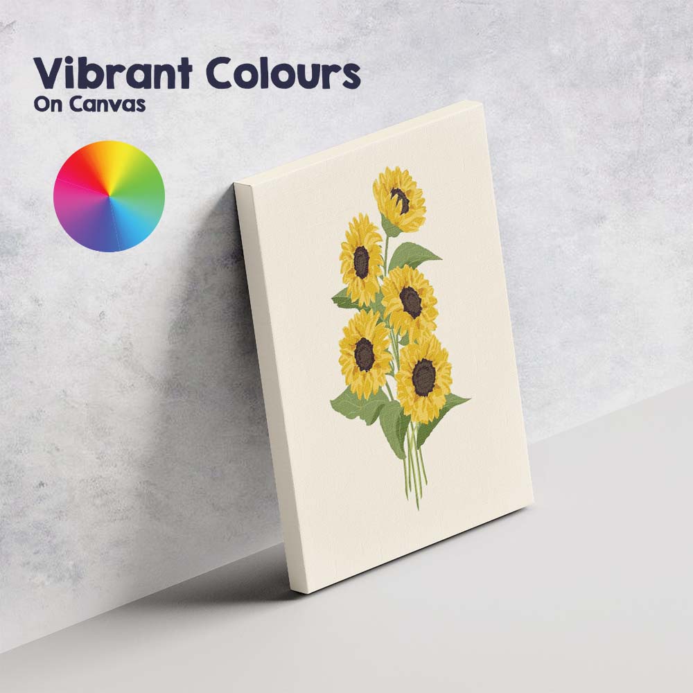 Yellow Sunflower Bouquet Illustration Canvas Wall Art Print Decor Picture Ready to Hang