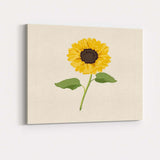 Single Yellow Sunflower Illustration Canvas Wall Art Print Decor Picture Ready to Hang