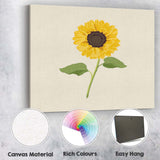 Single Yellow Sunflower Illustration Canvas Wall Art Print Decor Picture Ready to Hang