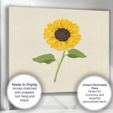 Single Yellow Sunflower Illustration Canvas Wall Art Print Decor Picture Ready to Hang