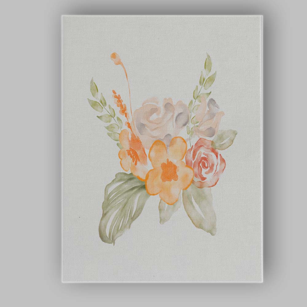 Orange Rose Floral Watercolour Bouquet Canvas Wall Art Print Decor Picture Ready to Hang